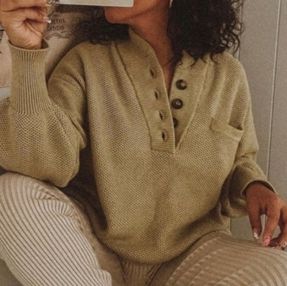 Lunya Cotton Silk Pocket Henley XS/S Sage Olive Moss